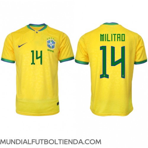 Camiseta Brasil Eder Militao #14 Primera Equipación Replica Mundial 2022 mangas cortas